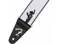 Fender WeighLess Guitar Strap 2inch Running Logo White/Black Fender WeighLess Guitar Strap 2inch Running Logo White/Black